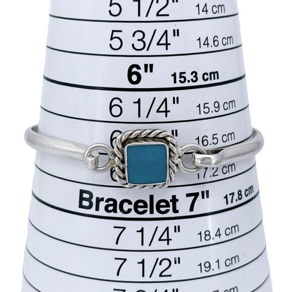 Vintage Mexico Taxco TR-15 925 Sterling Silver Blue Enamel Bangle Bracelet 6.5" - Picture 6 of 8